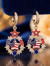 tanie Akcesoria-patriotyczne kolczyki pamiątkowe damskie, stop 4 lipca &amp;Kolczyki wiszące America 250, wielokolorowe, czerwono-biało-niebieskie, efektowne, na paradę, przyjęcie