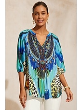  Dschungel-Wildparty-Fließendes Chiffon-Top