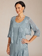 baratos Blusas Florais-Mulheres encolhe os ombros Renda Ilusão Floral Elegante à moda Manga 3/4 Gola Redonda Tops regulares Diário Convidado do casamento Roupas de férias Cinza celeste Verão Primavera Outono