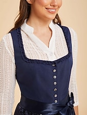 cheap Dirndl Dresses-Oktoberfest Dirndl Dress Midi Length Sequins Embroidered with Pockets Balconette Neckline Maid Bavarian German Alpine Wiesn Women's Carnival Beer Festival Traditional Style Cloth Without Blouse (70CM)