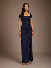 Pentru femei Rochie Maxi Rochie teacă Elegant Culoare solidă Manșon scurt Cu Bretele Bleumarin