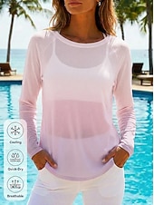 economico T-shirt semplice-T-shirt da donna a maniche lunghe ad asciugatura rapida, traspirante e rinfrescante.