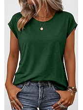 economico T-shirt semplice-Per donna Maglietta Semplice Elegante Manica Corta Manica a pipistrello Girocollo Top lunghi Casuale Quotidiano Uscire Blu Verde acqua Nero Bianco Rosa Estate Primavera