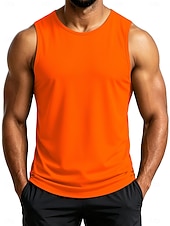 cheap Tank Tops-Men's Tank Sleeveless Round Neck Summer Solid Color Sports Soak Off Quick Dry Plain Casual Activewear Light Khaki Light Green Royal Blue Top Tee for Men