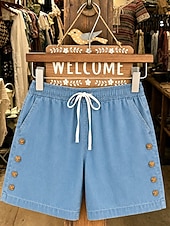 abordables jeans-Mujer Vaqueros Chinos Pantalón corto Pantalones cortos Burmuda Moda Medio corto Alta cintura Clásico Comodidad Elástico Vacaciones Formal Azul Piscina Negro Verde Trébol Caqui Verano Primavera Ajuste