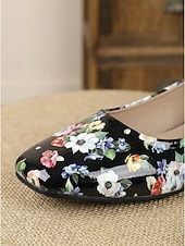 economico Ballerine da donna-Per donna Quotidiano Floreale / Fiore Tacco basso Punta quadrata Moda Finta Pelle Mocassino Nero Rosso Verde