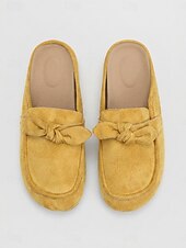 cheap Women's Clogs &amp; Mules-Women's Yellow Bowknot Comfortable Mule – Wide Fit Backless Loafers with Arch Support Cushion, Flexible Sole and All-Day Comfort for Walking, Travel and Casual Everyday