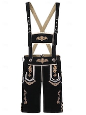  Oktoberfest Lederhosen Set Shirt Tyrolean Hat Above Knee Embroidery Stand Collar Mandarin Collar Bavarian Alpine Heritage Wiesn Men's Carnival Beer Festival Traditional Style Cloth
