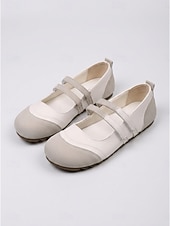 cheap Women's Flats-Women's Comfortable Round Toe Mary Jane Flats - Suede Patchwork Walking Shoes with Double Straps for Casual Daily Wear &amp; Office Work