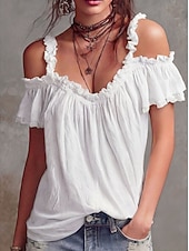  Women's Shirt Blouse Ruffle Blouse Solid Color Elegant Fashion Sleeveless Ruffle collar Long Tops Casual White claret Black Yellow Pink Summer Spring