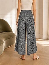 preiswerte weites Bein und hohe Taille-Damen Weites Bein Chinos Aktiv Mode Volle Länge Hohe Taille Tupfen Tasche Elastischer Bund Druck Bequem Weich Unelastisch Outdoor Straße Schwarz Grün Rote Herbst Normale Passform