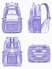 halpa Lasten ja teinien reput-Kestävä violetti kirkas reppu tytöille - stadionille hyväksytty suuri läpinäkyvä koululaukku kukkakuvioisilla hihnoilla opiskelijoille &amp;teini-ikäiset