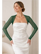 preiswerte Wraps für Hochzeitsgäste-Schals Damenumhang Elegant Rein Sonnenschutz Langarm Tüll Hochzeit Schals Mit Unifarbe Für Party Frühling &amp; Sommer