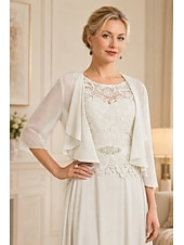 economico impacchi della madre-scialli per ospiti di nozze avvolgere le donne impacchi per la madre puro elegante chiffon a mezza manica impacchi da sposa con balze per la festa primaverile&amp;amp; estate