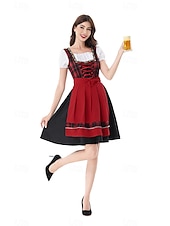 cheap Dirndl Set-Oktoberfest Dirndl Dress Carnival Costume Mini Length Sexy Square Neck German Alpine Heritage Wiesn Women's Carnival Beer Festival Traditional Style Cloth
