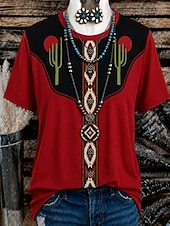  γυναικείο μπλουζάκι western boho με σχέδιο φλοράλ γραφικό γεωμετρικό vintage κομψό casual κοντομάνικο με στρογγυλή λαιμόκοψη V στρογγυλή λαιμόκοψη μακριές μπλούζες casual καθημερινό Σαββατοκύριακο