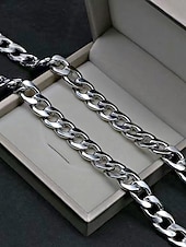 preiswerte Herrenschmuck-Herren-Halskette aus Edelstahl im Hip-Hop-Stil mit kubanischen Gliedern, polierte, klobige Kette – perfekt für lässige Streetwear, Sommermode, Alltagskleidung und als Geschenk für modebewusste