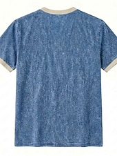 billiga Casual Henley T-shirt-Herr Henleytröja Tvätta skjorta i 100 % bomull T-shirt T-shirt Kortärmad Enfärgat Retro / vintage Ledigt Vintagestil Färgblock Tvättad Henley Ledigt Vår &amp; sommar Sommar Vår Blå Svart Marinblå Henley