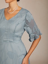  Women's Midi Dress A Line Dress Elegant Flutter Sleeve Daily Vacation Wedding Guest Lace up Ruffle Regular Fit Floral Short Sleeve V Neck Sky gray