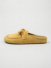 cheap Women's Clogs &amp; Mules-Women's Yellow Bowknot Comfortable Mule – Wide Fit Backless Loafers with Arch Support Cushion, Flexible Sole and All-Day Comfort for Walking, Travel and Casual Everyday