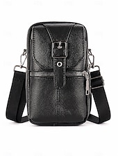billiga Herrväskor-Herr Crossbody-väska Axelväska Bältesväska Kohud Dagligen Utomhus Dragkedja Stor kapacitet Vattentät Lättvikt Ensfärgat Rödbrun Brunaktig gul Svart