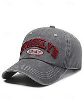 cheap Men's Hats-Men's Vintage Washed Cotton Baseball Cap Embroidered Letter Dad Hat Adjustable Strap Multi-Color Retro Casual Hat for Travel, Outdoor, Streetwear, Everyday Wear
