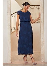 economico Rifinitura-Per donna Linea ad A Abito da Cocktail Abito da invitata a nozze Lunghezza alla caviglia Girocollo Manica a Cappuccio Manica illusione Vita a camicetta Elegante Casual Quotidiano Semi-Formale con