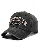 cheap Men's Hats-Men's Vintage Washed Cotton Baseball Cap Embroidered Letter Dad Hat Adjustable Strap Multi-Color Retro Casual Hat for Travel, Outdoor, Streetwear, Everyday Wear