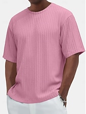 economico T-shirt in maglia a coste-Per uomo Maglietta Maglietta a Maglia a Coste Maniche Corte Girocollo Estate Semplice Testurizzato Striscia di Fossa Moda Designer Essenziale Jacquard Puro Casuale Vacanza Streetwear Blu Nero Verde