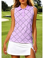 baratos Camisa Feminina-Mulheres Xadrez Quadrados Tops Camisa Esportiva Camisa polo de caminhada Regata Sem Manga Floral Botões UPF50+ Resistente a UV Elasticidade Alta Pavio Humido Respirável Voleibal Tênis Golfe Colarinho