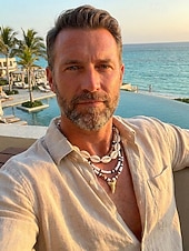 billiga Herrsmycken-herrskal &amp;Halsband med träpärlor i 4 delar, strandsmycken i lager med hajtandshänge, bohemiskt halsband i kustnära surfstil för semester, resor, festivaler och sommarens vardagskläder