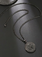 abordables Bijoux pour hommes-Collier pendentif boussole viking pour homme, chaîne gourmette en acier inoxydable, bijou talisman nautique vintage, or, argent, noir
