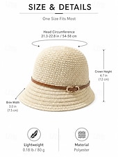 abordables Sombreros de mujer-Sombrero de sol de poliéster tejido para mujer, estilo cloche multicolor con ala larga en la parte delantera y corta en la trasera. Sombrero ligero ideal para vacaciones de verano, playa, viajes,