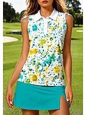 preiswerte Damenbluse-Damen Abstrakt Sporthemd Golf-Poloshirt Tank Top Tennis Shirt Ärmellos Blumen Knöpfe UPF50+ UV-beständig Hohe Elastizität Feuchtigkeitsableitend Atmungsaktiv Volleyball Tennis Golfspiel Kragen