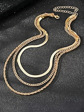 cheap Women's Necklace-Women's Gold Silver Layered Necklace Set, 3 Piece Alloy Chain Necklace Set for Summer Vacation, Casual Daily Wear and Elegant Layering Jewelry