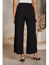 cheap Polished Edit-Women's Straight Pants Ankle Length Mid Waist Elegant Casual Daily Mother Of The Bride with Stretch Fabric Stretchy Pocket Black