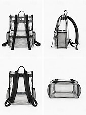 cheap College Backpacks-Heavy Duty Clear Backpack Stadium Approved - Transparent PVC School Bag with Dual Buckles &amp; Mesh Pockets for Students, Work, and Travel