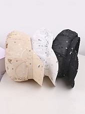 voordelige Dameshoeden-Zomerse pet met pailletten en sterrenmotief voor dames, gemaakt van ademend mesh. &amp;linnenmix, resort &amp;Platte reishoed, champagne goudbeige/wit/zwart, elegante dameshoed
