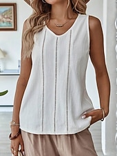  Per donna Canotta Traforato Semplice Elegante Casual Senza Maniche Scollo a V Top Regolari Casuale Quotidiano Bianco Giallo Rosa Viola Estate Primavera