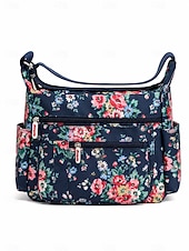 preiswerte Umhängetaschen-Umhängetasche für Damen mit Blumendruck – leichte, wasserabweisende Schultertasche mit mehreren Taschen für den täglichen Gebrauch