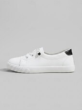 Χαμηλού Κόστους Γυναικεία Sneakers-Γυναικεία κλασικά λευκά casual sneakers – ελαφριά παπούτσια πεζοπορίας με ελαστική ταινία και εύκαμπτη αντιολισθητική σόλα για καθημερινή άνεση, σχολείο, ταξίδια και καθημερινή χρήση.