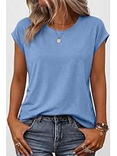 economico T-shirt semplice-Per donna Maglietta Semplice Elegante Manica Corta Manica a pipistrello Girocollo Top lunghi Casuale Quotidiano Uscire Blu Verde acqua Nero Bianco Rosa Estate Primavera