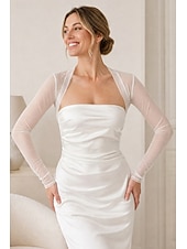 preiswerte Wraps für Hochzeitsgäste-Schals Damenumhang Elegant Rein Sonnenschutz Langarm Tüll Hochzeit Schals Mit Unifarbe Für Party Frühling &amp; Sommer