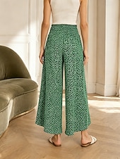preiswerte weites Bein und hohe Taille-Damen Weites Bein Chinos Aktiv Mode Volle Länge Hohe Taille Tupfen Tasche Elastischer Bund Druck Bequem Weich Unelastisch Outdoor Straße Schwarz Grün Rote Herbst Normale Passform