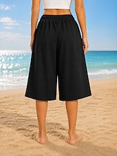 ieftine Bermude-Pentru femei pantaloni scurți capri Bermude chinez Pantaloni Scurți Vacanță Modă Șic Stradă Lungimea genunchiului Talie Înaltă Simplu Cordon Buzunar Talie elastică Confort Respirabilitate Comfortabil