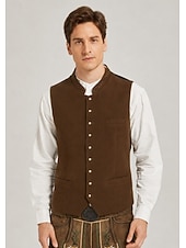 billige Trachten vest-Oktoberfest Trachten-vest Tradisjonell bayersk vest Broderi Høy krage Kinesisk Krave Tysk Alpint Arv Enger Herre Karneval Ølfestivalen Tradisjonell stil klut