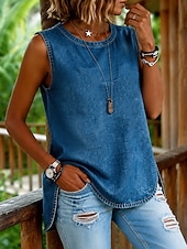  t-shirt da donna in denim patchwork vintage elegante western manica corta girocollo girocollo top casual quotidiano per uscire blu estate primavera