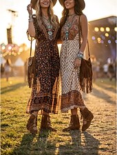 abordables Donne-Women's Brown Suede Festival Boots - Flat Boho Fringe Ankle Boots with Triple Buckle Straps for Coachella Rave &amp; Country Music Concert