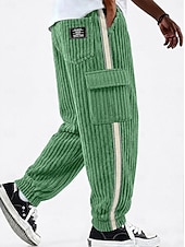 baratos Calças Cargo-Homens Calças Cargo Calças Calças de Veludo Calção Calça casual Com Cordão Bolso multi Côr Sólida Conforto Comprimento total Casual Diário Ao ar livre Moda Estilo Clássico Azul Azul Marinha Sem
