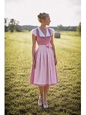 cheap Dirndl Dresses-Oktoberfest Dirndl Dress Midi Length with Pockets Balconette Neckline Maid Bavarian German Alpine Wiesn Women's Carnival Beer Festival Traditional Style Cloth (65CM) Without Blouse